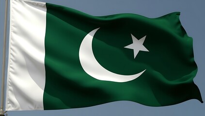 pakistani, flag, crescent, moon, star, emblem, green, white, national, identity, pride, patriotic, culture, unity, heritage, democracy, independence, republic, asia, realistic, waving, wind, movement,