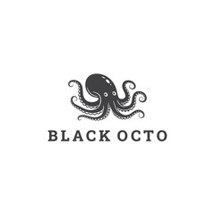 Obraz premium Black octopus logo vector icon illustration