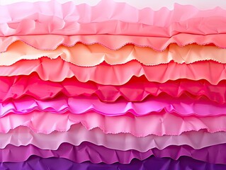 Layered ruffles in varying shades of pink and purple