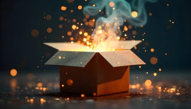 A sparkling box, representing the joy of unboxing during Black Friday and Cyber Monday shopping events