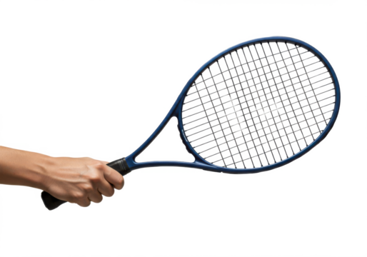 Hand Holding Tennis Racket Cutout PNG – Sports Equipment, Tennis Player Grip Isolated on Transparent Background for Athletic, Fitness, and Sports Design Projects