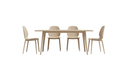 Fototapeta premium Wooden Table and Chairs Displayed on Transparent Background, Representing Minimalist Design