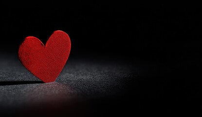 Red heart, dark background, love, Valentine's Day, romantic, greeting card