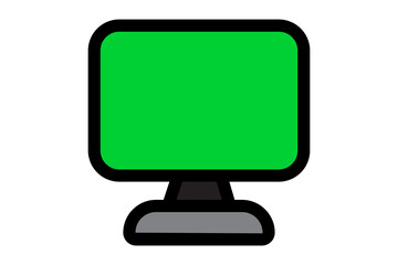 green screen monitor on white background