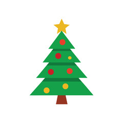 Festive Green Christmas Tree Clipart – Isolated Vector on White Background