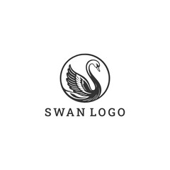 Obraz premium Swan logo style icon design template vector illustration