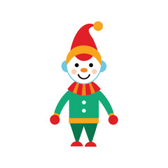 Cheerful Christmas Clown Clipart – Festive Cartoon Character Isolated on White Background