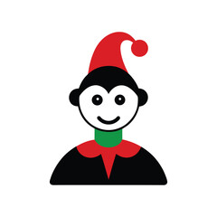 Christmas Clown Vector Illustration in Festive Costume on White Background