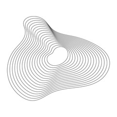 Vector of abstract organic ripple line shape patterns. Topographic circles. Geometric contour fluid relief element. dynamic wavy black lines isolated on a pure white background
