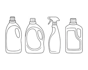 set of cleaning bottle vector
