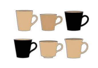 Obraz premium Variety of mugs with different designs and colors for beverages illustration