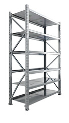 Metal shelving unit with multiple tiers (1)