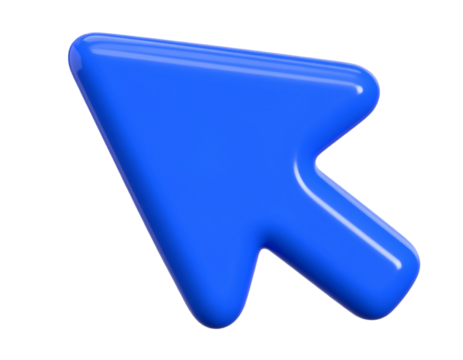 Floating 3D Mouse Arrow with Click Effect in Cartoon Plastic Style, isolated on transparent background PNG