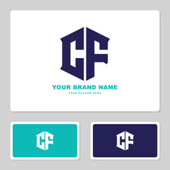 Obraz premium Monogram CF or FC badge logo design featuring interlocking and text editable, can applied on name card, brand identity,art decor,and etc.
