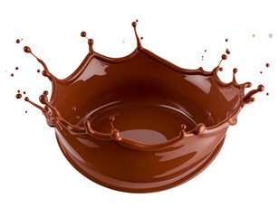  Dynamic Dark Chocolate Splash with Droplets, isolated on transparent background PNG