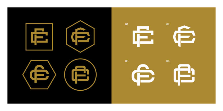Set monogram letter CF or FC with interlock style for brand clothing apparel streetwear