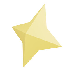 Yellow geometric star with sharp folded edges, 3D rendering for decoration, icons, creative design, and modern illustration concepts.