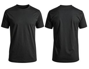 Black Blank T-Shirt on Invisible Mannequin, Dual View Mockup, isolated on transparent background PNG