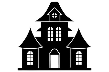 haunted house silhouette vector illustration