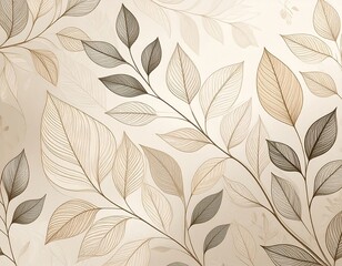 Elegant Leaf Patterns, Nature Inspired Design, Background Texture, Soft Colors, Artistic Ambiance