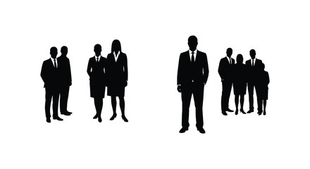 Business Professionals Silhouettes Illustration Groups of People Standing in Suits Isolated on White