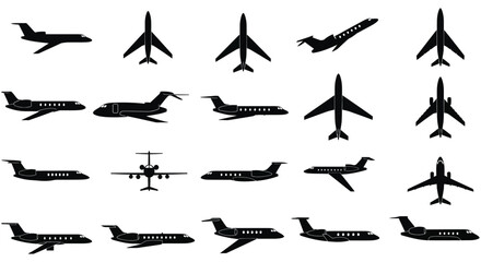 Various Airplane illustration Silhouettes  Collection