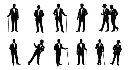 Silhouette illustration Collection of Men in Formal Wear