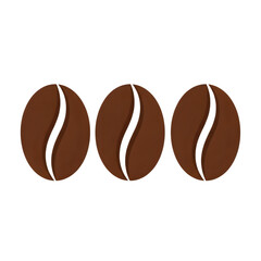 Three coffee beans simple graphic on transparent background