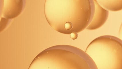 Amber bubbles with microdroplets. Abstract background