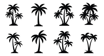 Silhouette Collection of Various Palm Trees