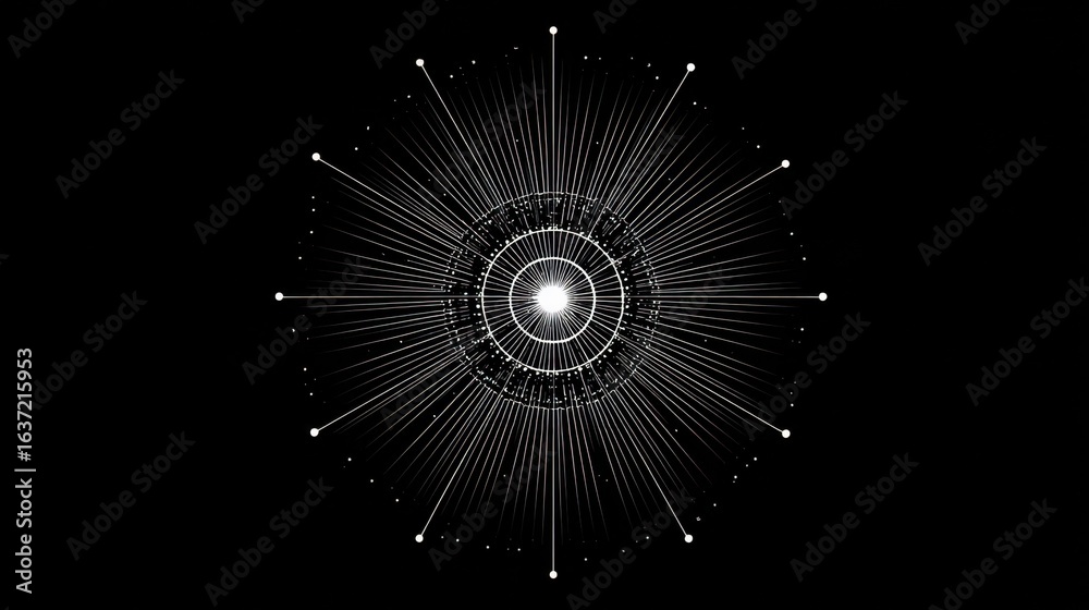 Wall mural a symmetrical design featuring radiating lines and a central point, creating a starburst effect agai