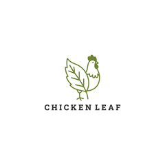 Fototapeta premium Chicken leaf logo vector icon illustration style