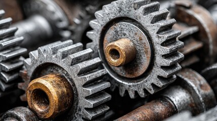 Close-up of aged metal gears