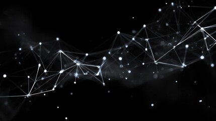 A dark, abstract representation of interconnected lines and nodes, suggesting a digital or technological theme.