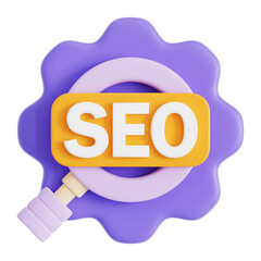 SEO 3D Icon – Search Engine Optimization Symbol, Digital Marketing PNG Transparent