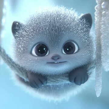 Adorable Animated Creature with Big Eyes and a Sweet Smile