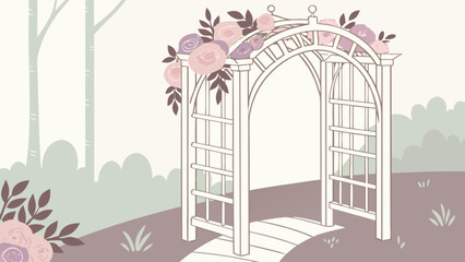 Elegant floral wedding archway for outdoor ceremony decoration and garden party backdrop design idea concept