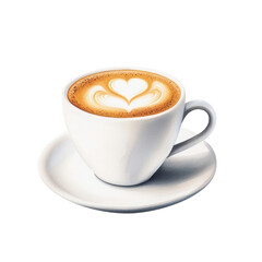 Fototapeta premium Artistic latte with heart design in a white cup