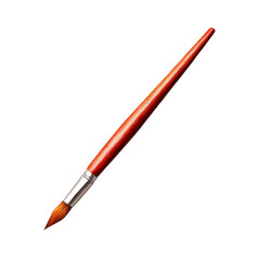 Artistic paintbrush with a vibrant red handle