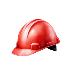 Bright red construction helmet on a white background