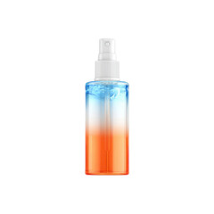 Two-toned Spray Bottle Mockup  Blue and Orange Cosmetic Container with White Sprayer