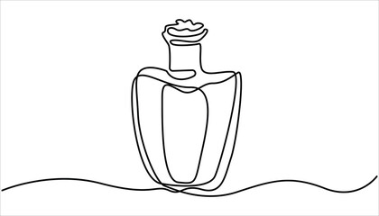 
Continuous Line Perfume Bottle Icon, Shampoo bottle continuous one line drawing vector illustration. One line art of perfume, beau de toilette, tester, spray, aroma, pheromones, love potion, feeling.
