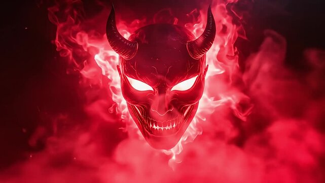 Fiery demon mask image