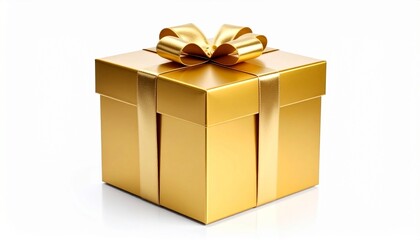 Obraz premium Golden Gift Box Isolated On White Background