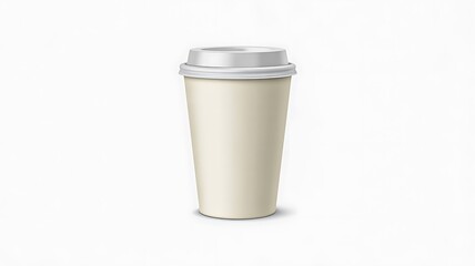 Paper coffee cup with plastic lid isolated on white background
