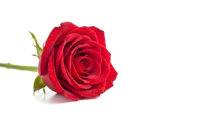 Red Rose Blossom with Water Droplets