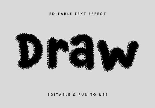 Black Doodle Sketch Font Fun Draw Text Effect