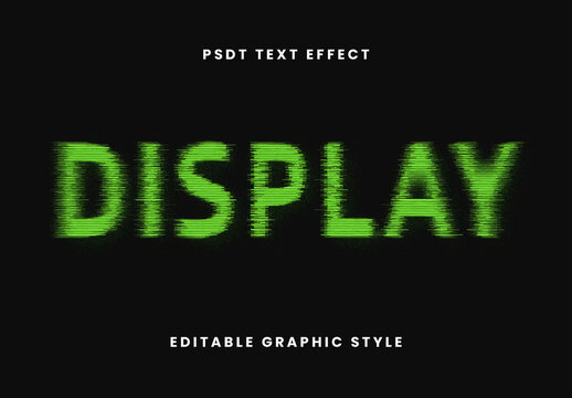 Green Glitch Display Font Distorted Digital Text Effect