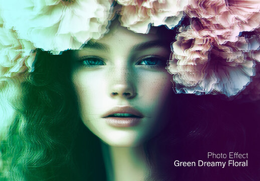 Green Dreamy Floral Soft Portrait Photo Effect