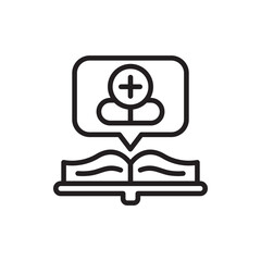 Medical education book outline icons, minimalist vector illustration ,simple transparent graphic element .Isolated on white background